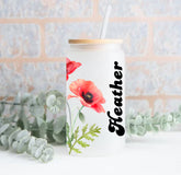 Birth Flower Glass Tumbler Cup Hippo Boutique