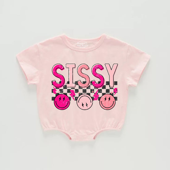 Retro Sissy Smile Baby Girl t-shirt Bubble Romper Hippo Boutique