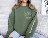 Custom memorial hoodie with name date and quote on sleeve and back Hippo Boutique