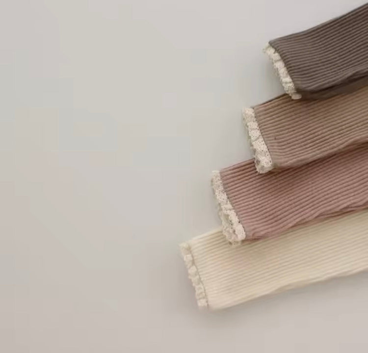 Newborn Baby Leggings with Lace Cuffs Hippo Boutique