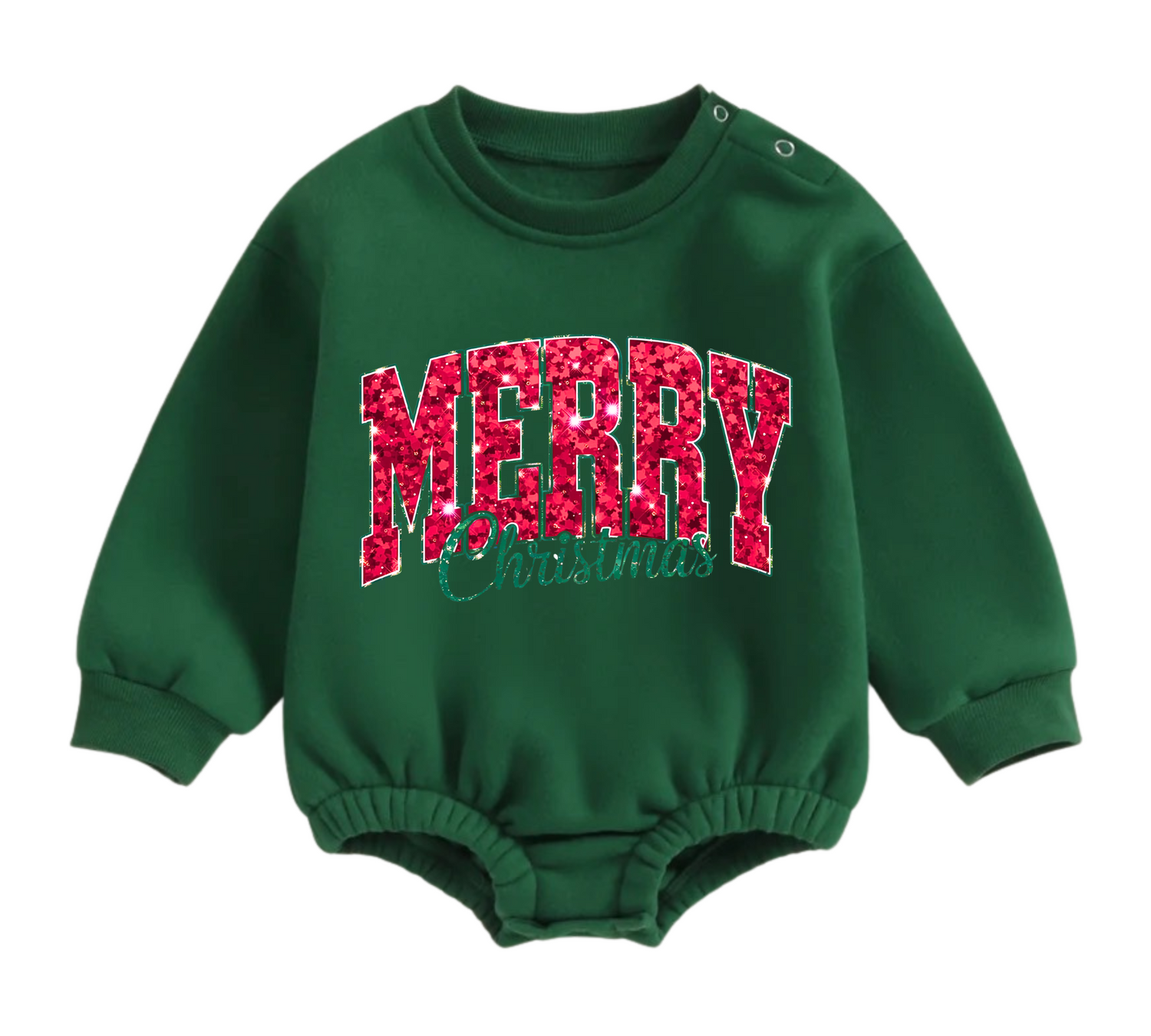 Merry Christmas fleece Baby Oversized christmas Sweatshirt Romper Hippo Boutique