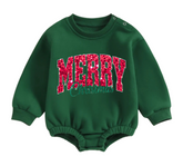 Merry Christmas fleece Baby Oversized christmas Sweatshirt Romper Hippo Boutique