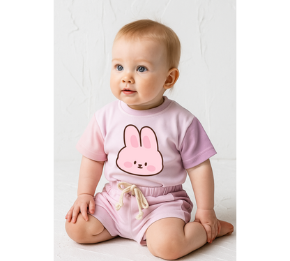 Bunny Baby and Kids cotton color block t-shirt & shorts outfit