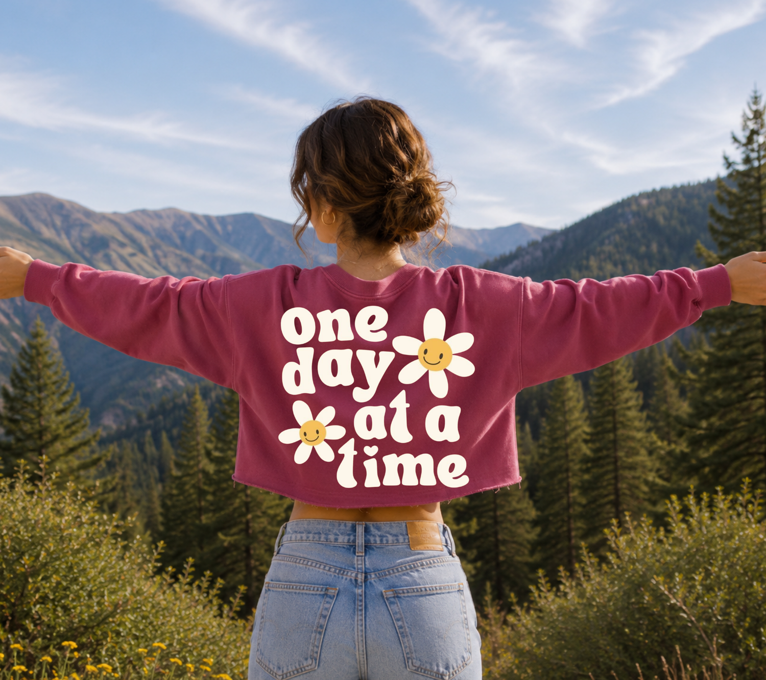 Cropped Sweatshirt - One day at a time Hippo Boutique