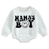 Soft warMama’s Boy fleece Baby Boy Oversized Sweatshirt Romper Hippo Boutique