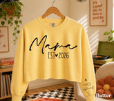 Cropped Sweatshirt - Custom Mama est with kids names Hippo Boutique