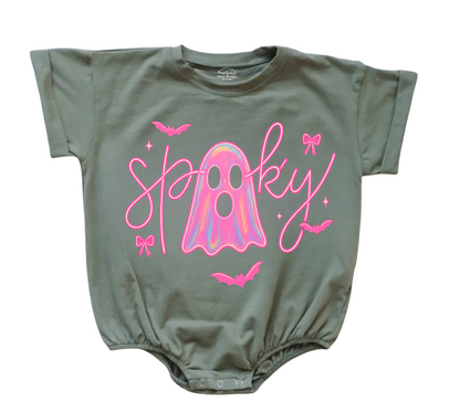 Ghost Coquette Halloween Baby t-shirt Bubble Romper Hippo Boutique