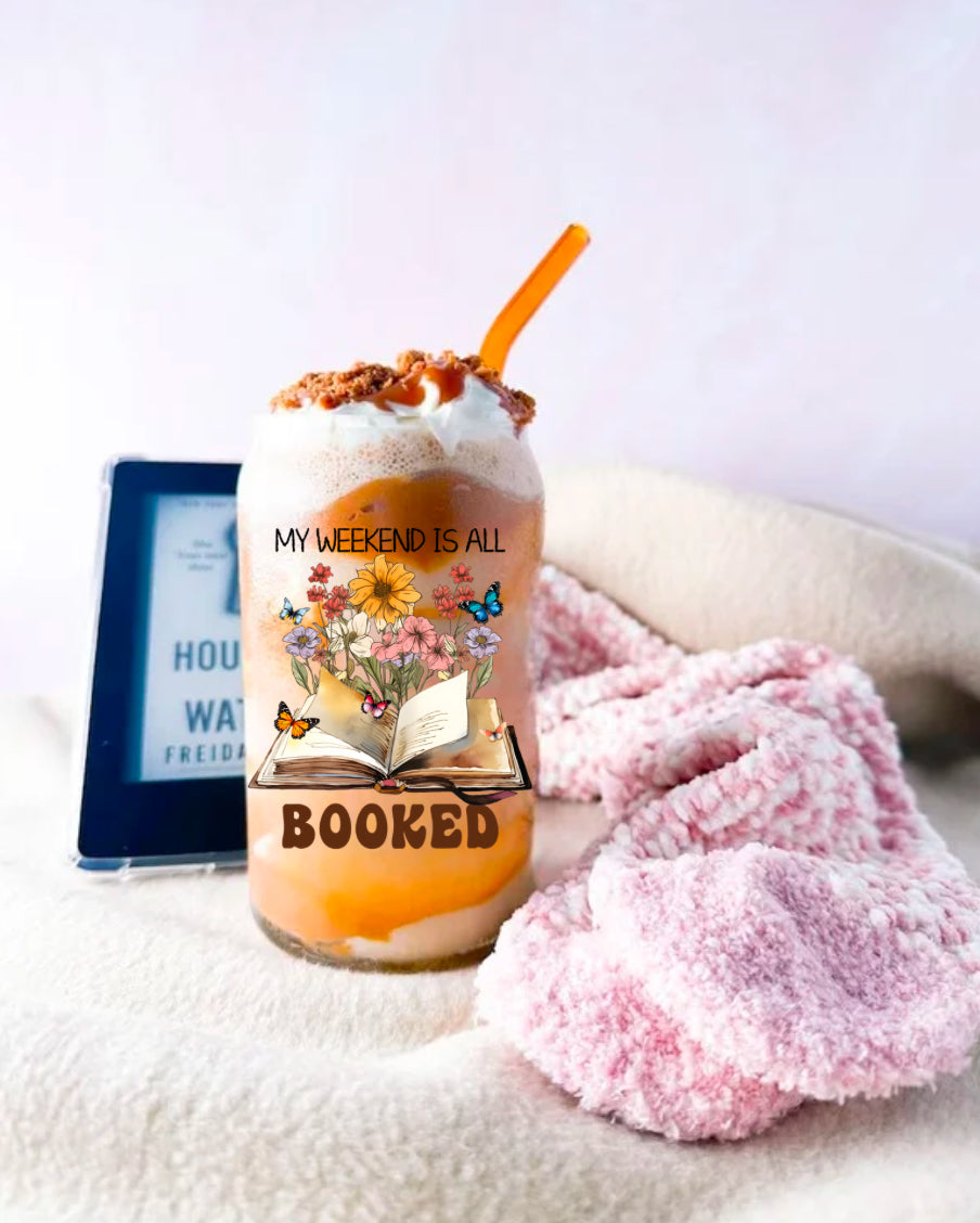My Weekend is all Booked Glass Tumbler Cups Hippo Boutique