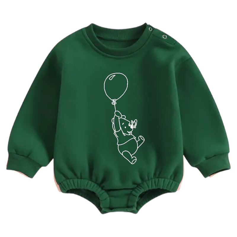 Soft warm fleece Baby Bear Balloon  Oversized Sweatshirt Romper Hippo Boutique