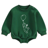 Soft warm fleece Baby Bear Balloon  Oversized Sweatshirt Romper Hippo Boutique