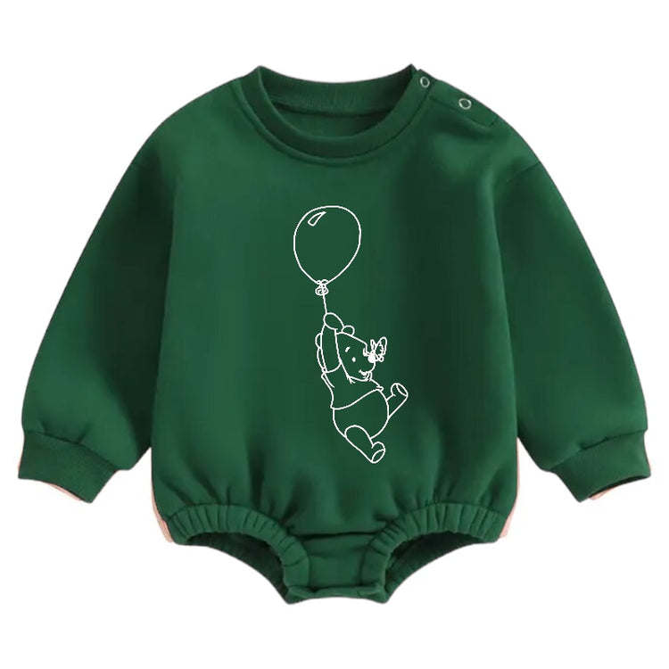 Soft warm fleece Baby Bear Balloon  Oversized Sweatshirt Romper Hippo Boutique