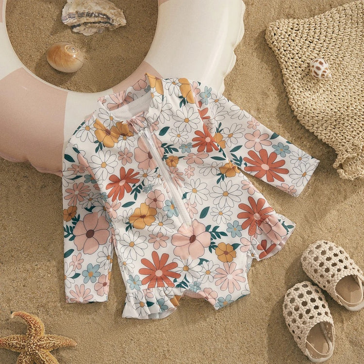 Baby Girl Boho One Piece Rash Guard Swimsuit Hippo Boutique