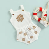 Sea Shell Baby Outfit set top and bummies Hippo Boutique