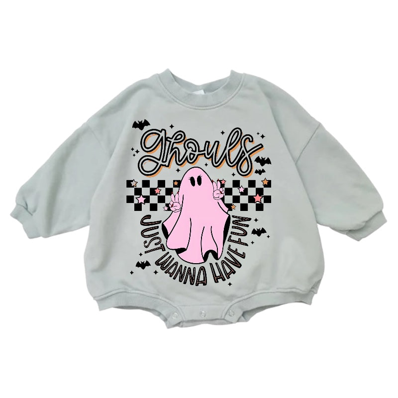 Ghouls Just Wanna Have Fun Cotton Baby Halloween Sweatshirt Romper Hippo Boutique