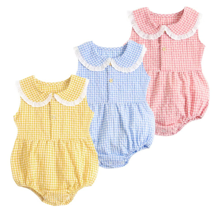 Baby & Toddler Girl Romper with Lace Collar Hippo Boutique
