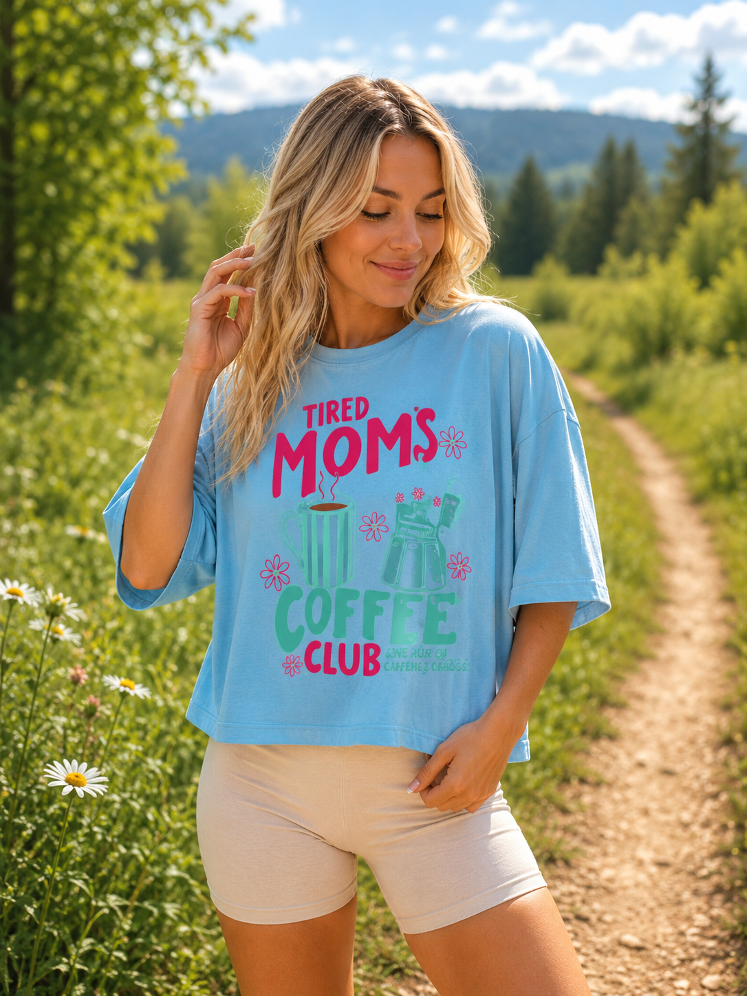 Cropped Top - Tired Moms Coffee Club Hippo Boutique