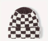 Checkered Print Knit Beanies Hippo Boutique