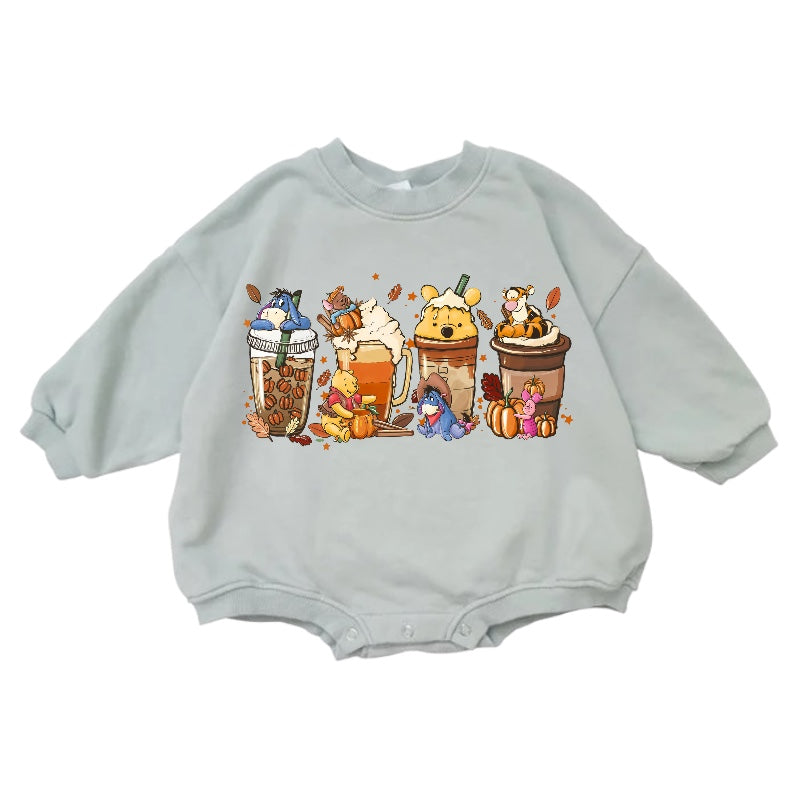 Cotton Pooh Fall Baby Halloween Sweatshirt Romper Hippo Boutique