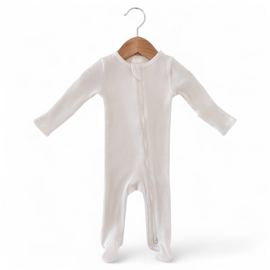 Organic Newborn Waffle Baby Footie Bodysuit with hat Hippo Boutique