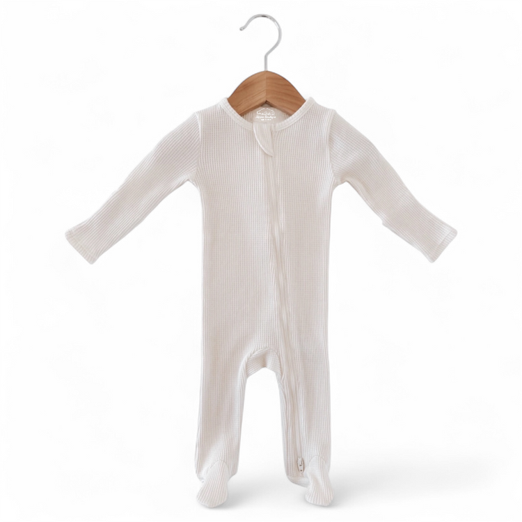 Organic Newborn Waffle Baby Footie Bodysuit with hat Hippo Boutique