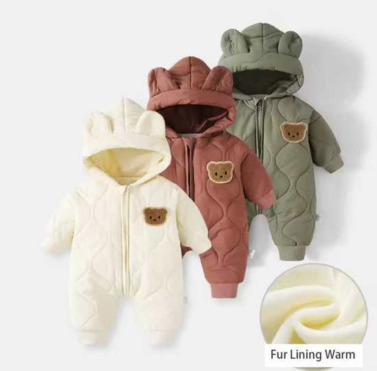 Teddy Bear Baby Snowsuit One Piece Hippo Boutique