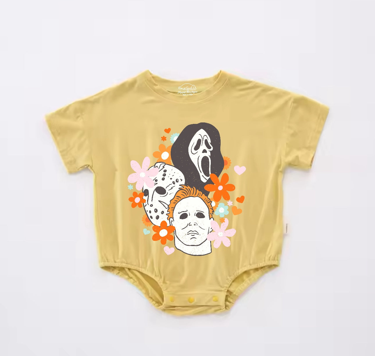 Baby Halloween t-shirt Bubble Romper - Floral Scary Movie Hippo Boutique