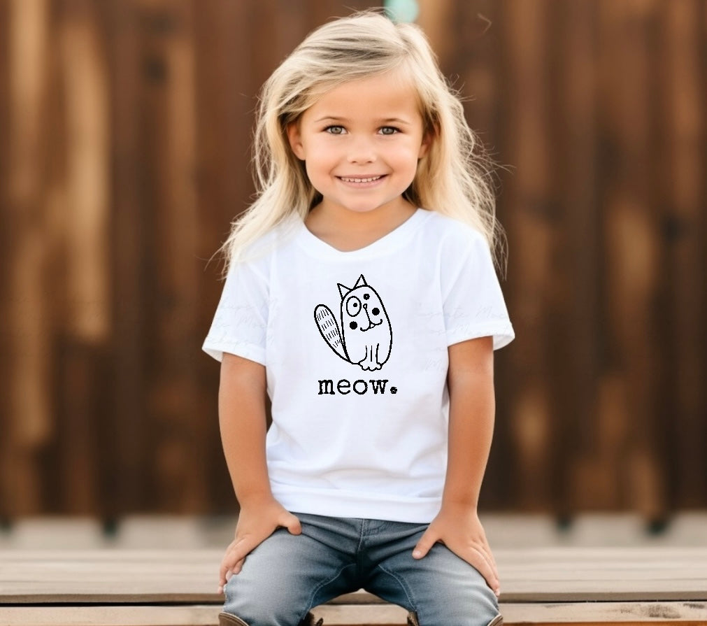 Meow Cat Baby & Toddler tshirt Hippo Boutique