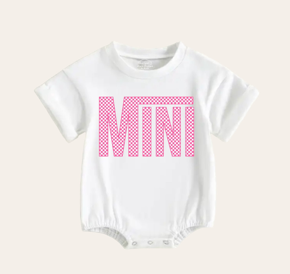 Checkered Mini Baby Girl t-shirt Bubble Romper Hippo Boutique