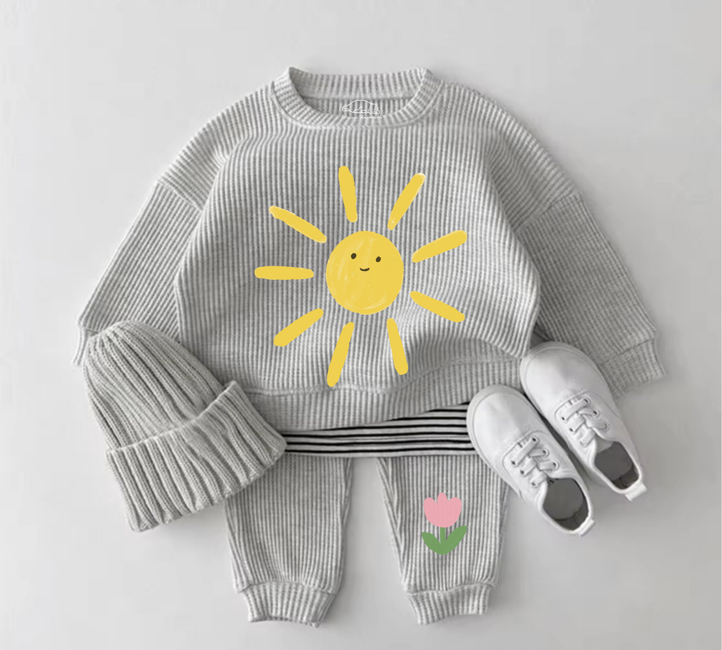 Baby Waffle Knit Jogger Outfit - Ice Cream Hippo Boutique
