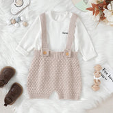 Knit button up Suspender Outfit Hippo Boutique