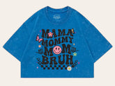 Mama mommy Mom Bruh Stone Washed 100% Cotton Oversized Cropped T-Shirts Hippo Boutique