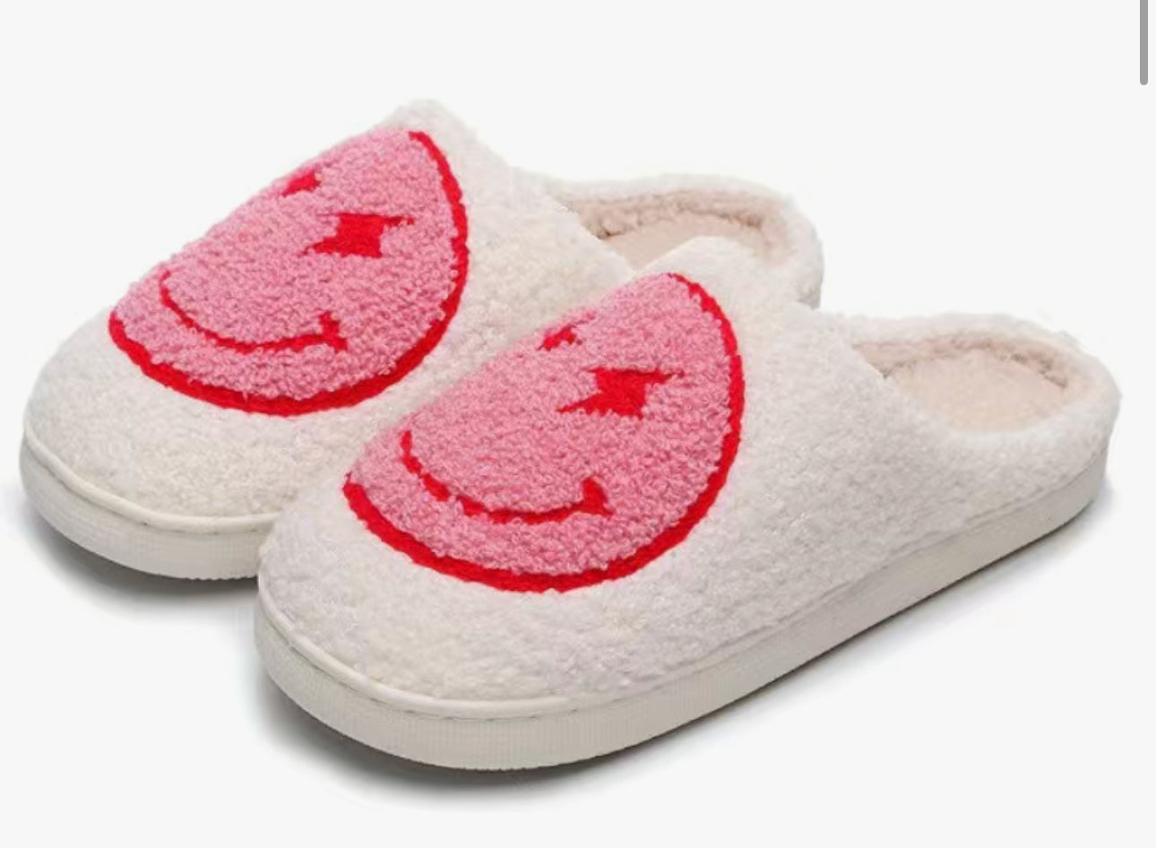 Women’s Fuzzy Smiley Slippers Hippo Boutique