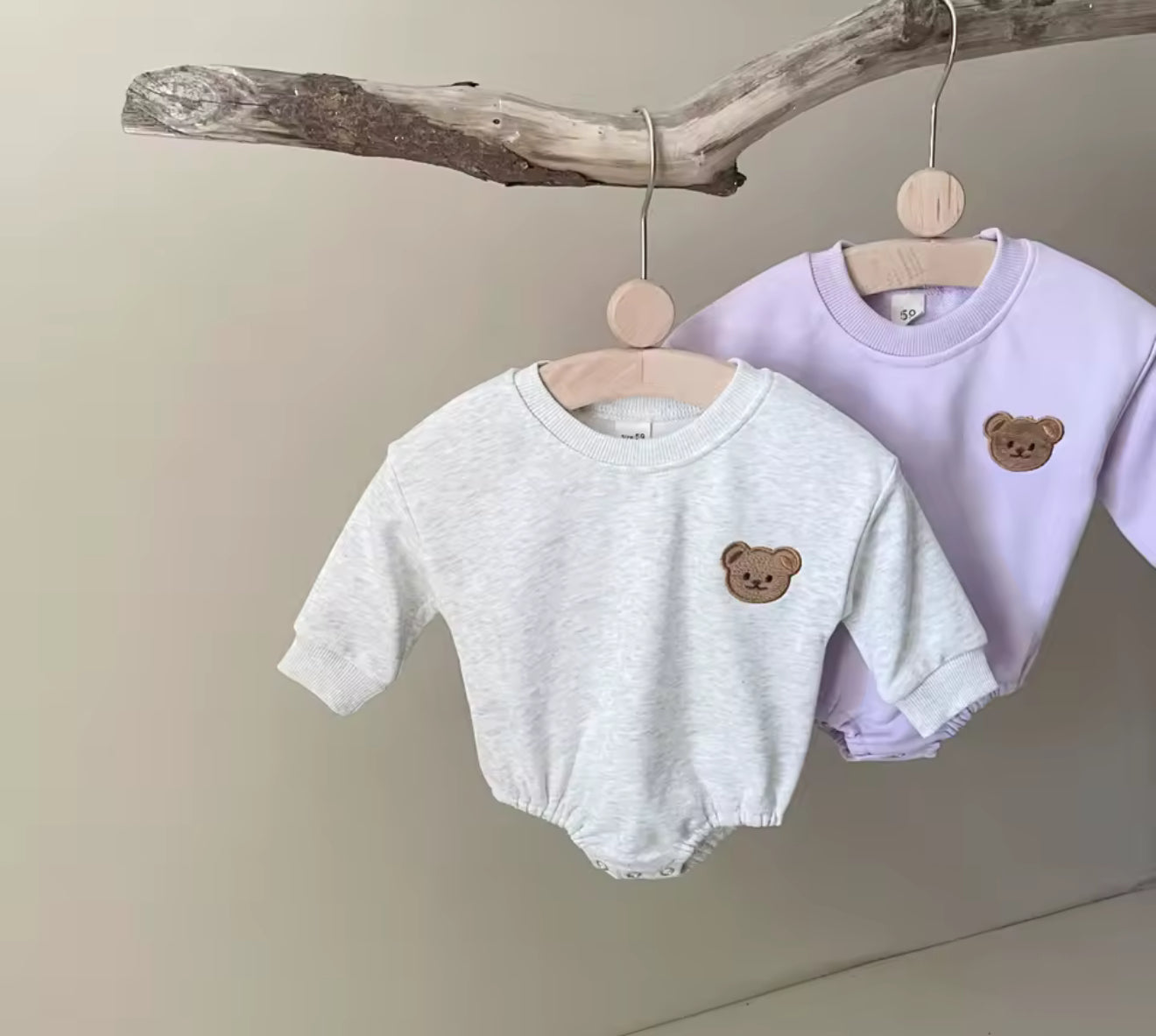 Teddy Bear Sweatshirt Romper Bodysuit Hippo Boutique