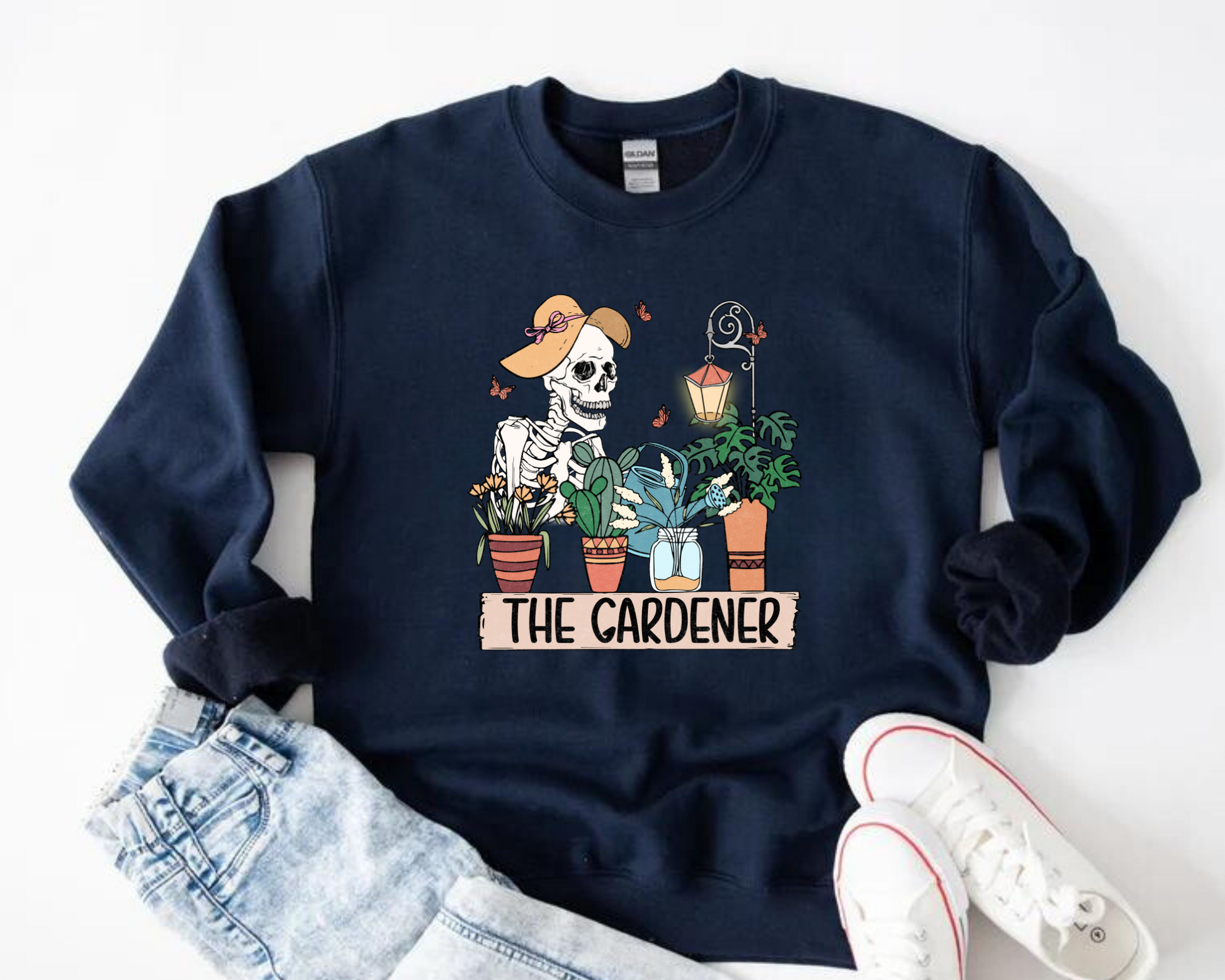 Women’s Crewneck Sweatshirts - The Gardener Skeleton Hippo Boutique