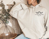 In loving memory memorial hoodie with name date and quote on sleeve and back Hippo Boutique