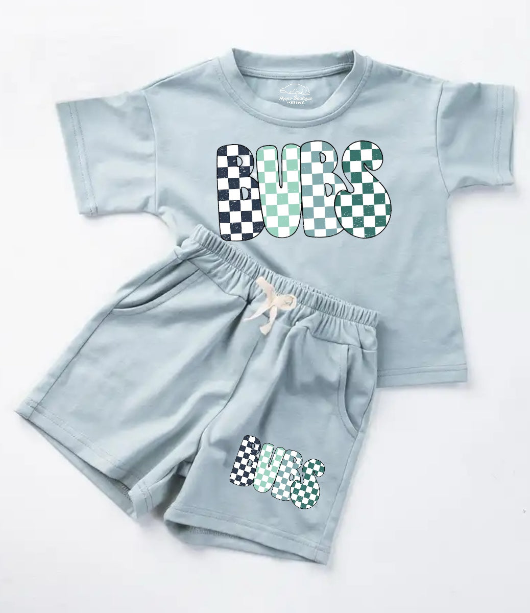 Checkered Bubs Baby Boy T-Shirt & Shorts outfit Hippo Boutique