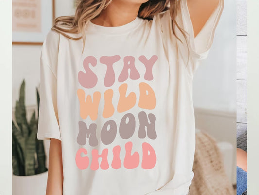 Stay Wild Moon Child Womens T-shirt Hippo Boutique