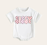 Checkered Sissy Baby Girl t-shirt Bubble Romper Hippo Boutique