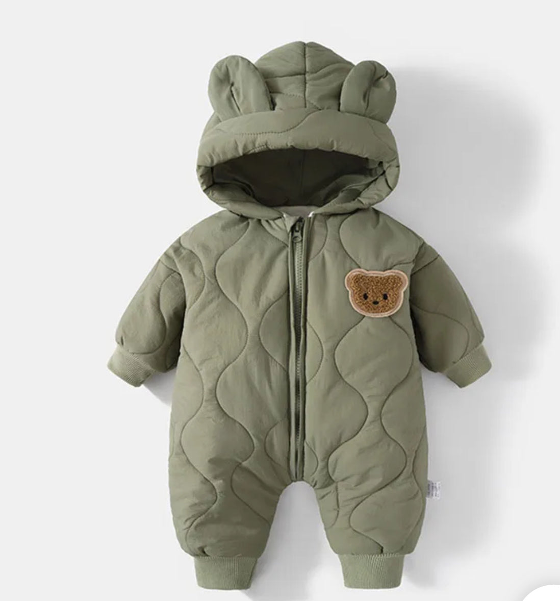 Teddy Bear Baby Snowsuit One Piece Hippo Boutique