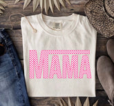 Pink Checkered Mama T-Shirts Hippo Boutique