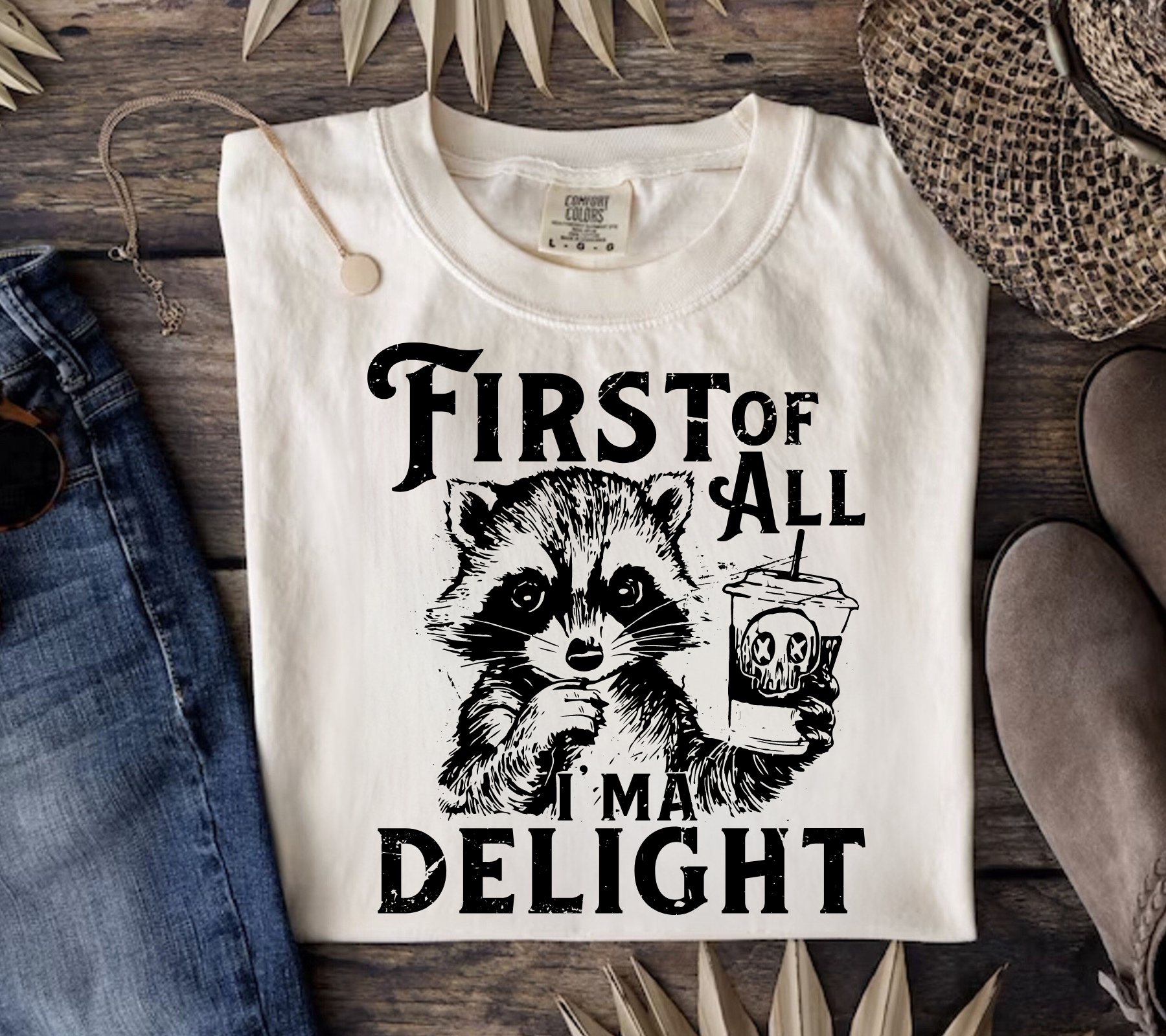 First of all I’m a Delight Raccoon T-Shirt Hippo Boutique