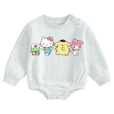 Soft warm fleece kitty Oversized Sweatshirt Romper Hippo Boutique