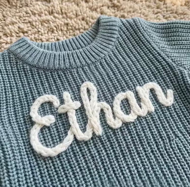 Personalized Baby Knit Romper Set Custom Name Embroidered Hippo Boutique