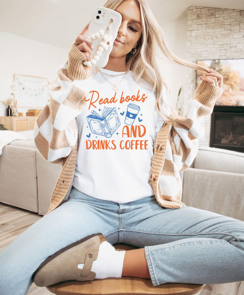 Read Books & Drink Coffee T-Shirts Hippo Boutique