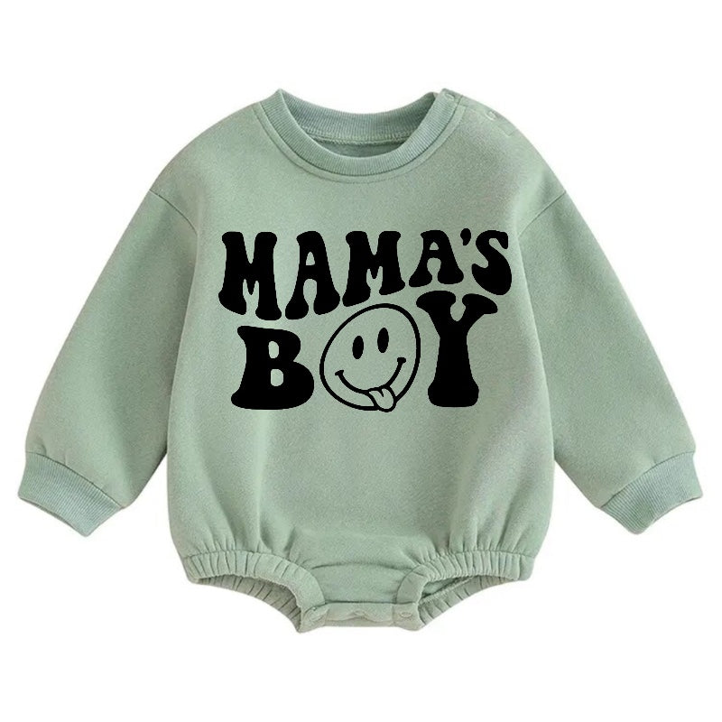 Soft warMama’s Boy fleece Baby Boy Oversized Sweatshirt Romper Hippo Boutique