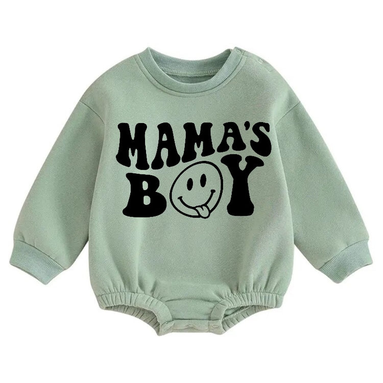 Soft warMama’s Boy fleece Baby Boy Oversized Sweatshirt Romper Hippo Boutique