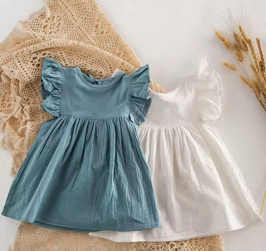 Summer Infant Girls Dress Flying Sleeve Cotton Newborn Baby Girls Princess Dress Kids Party Dresses Kids Girls Clothing Outfits