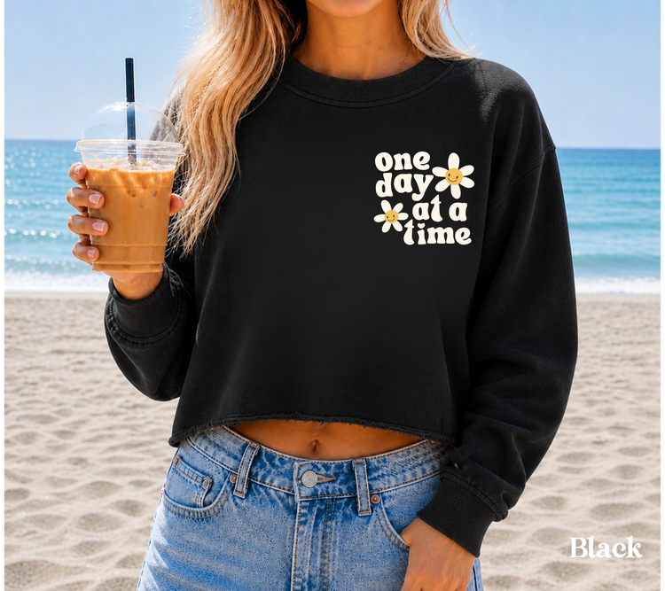 Cropped Sweatshirt - One day at a time Hippo Boutique