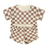 Brown Checkered T-Shirt & Shorts outfit Hippo Boutique