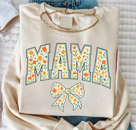 Wildflower Mama Bow Women’s Crewneck Sweatshirts